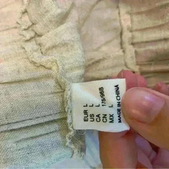 Cream linen blend pant with high slit sz L beach wear resort wear lightweight - Picture 6 of 6